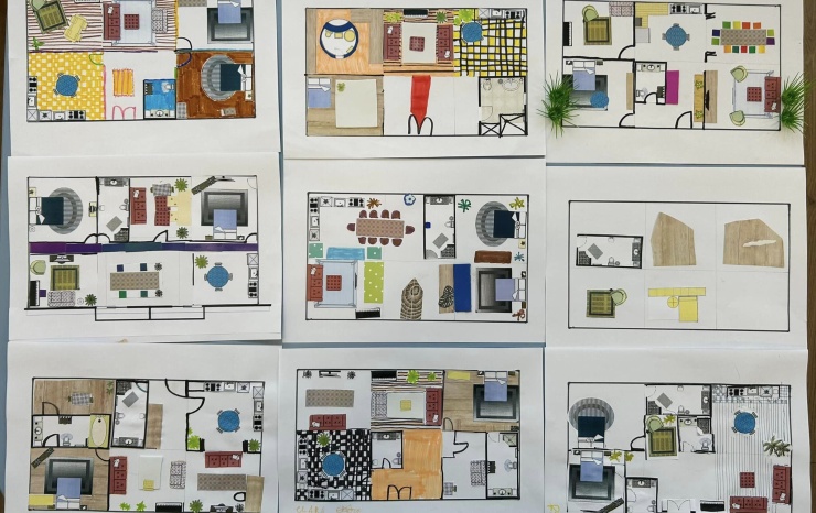 Atelier de colorat și mobilat schița unei case